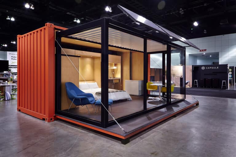 Expandable container home with large windows