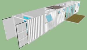 2 bedroom residential container home floor plan