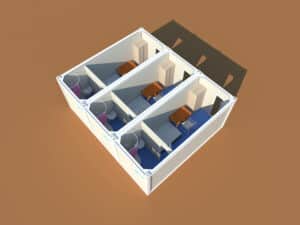 Modular shower units made from shipping container
