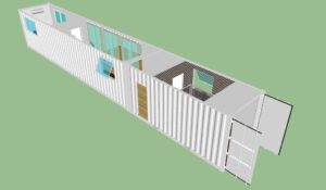 2 bedroom residential container home floor plan